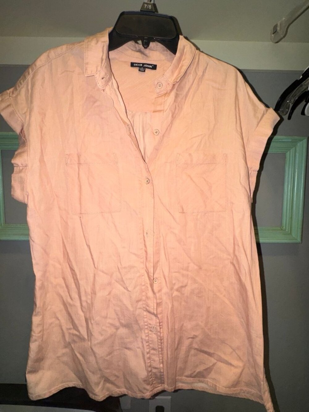 Dear John Peach Short Sleeve Utility Button-Up Shirt